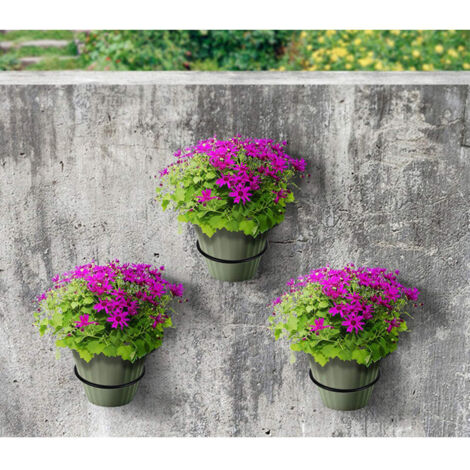 WUWEOT Lot 6 Supports Muraux Pot De Fleur 10cm - Anneaux Métal Noir Avec Vis - Fixation Balcon Jardin Intérieur