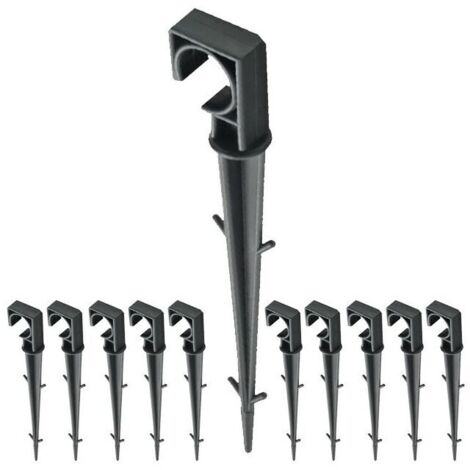 Lot de 10 Crampon de fixation plastique, Piquets de Fixation 16mm pour Ligne d'égouttement, tuyaux d'arrosage et tuyaux gouteurs (1/4)