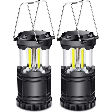 Lanterne Camping LED, Lampe Camping portable 350LM avec poignées en métal, pour Tente Camping Randonnée Pêche Cave etc, 2 pièces [Classe énergétique A+]