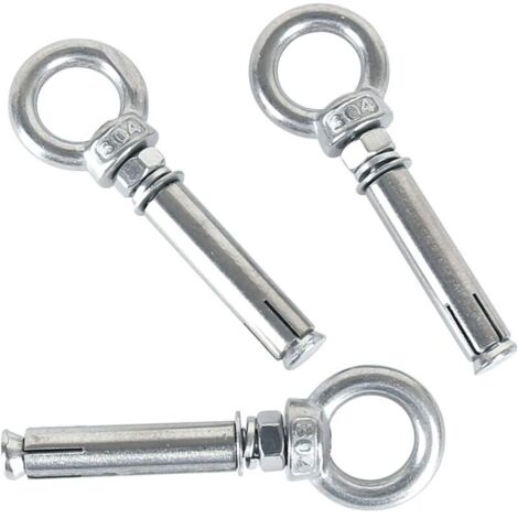 10-Pack Boulons à Expansion M8 x 70mm Manchon en Acier Boulon à œil 304 Inoxydable Expansion du Béton Ancrage Vis à Oeil Chevilles Boulons