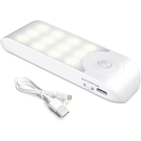 Veilleuse LED Rechargeable,Automatique Lampe Led Détecteur De Mouvement, pour Placard Chambre Couloir Armoire Escalier [12 LED] (1/4)