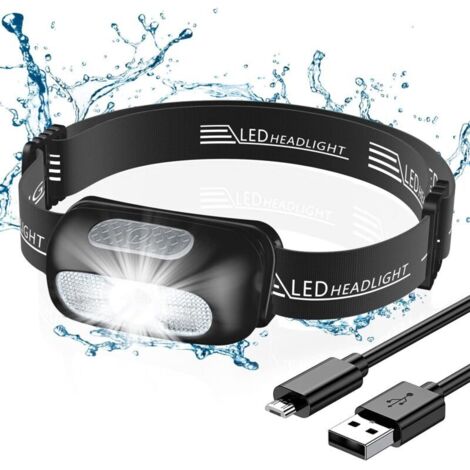 Mini lampe frontale Led Portable Rechargeable à 4 niveaux, lampe torche pour aventure en plein air, camping et pêche - Sport