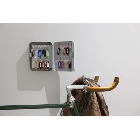ALLboards Armoire à Clés Magnétique Verre 30x30 Cm – Bois Sombre, 50 Crochets + Aimants Néodyme