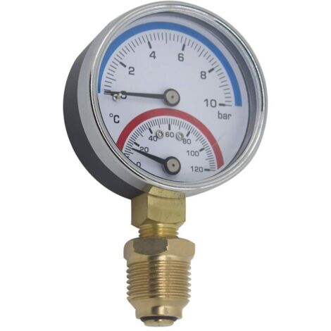 Thermomanomètre 80mm manometre pression temperatura thermometre chaudiere chauffage filetage radial (80mm 0-10bar 1/4")