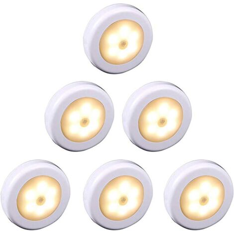 Lampe LED sans fil avec détecteur de mouvement pour placard, escalier, couloir, cuisine, chambre à coucher (6pcs) (coque blanche (lumière chaude) (1/4)
