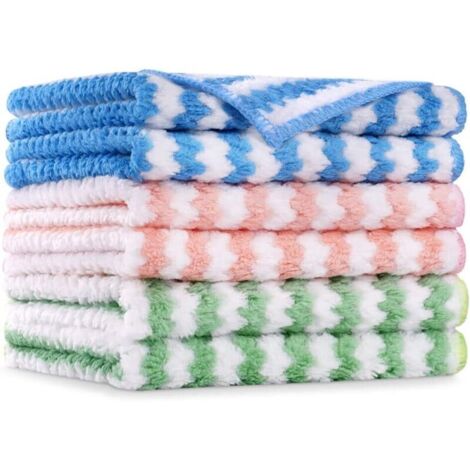 Cuisine Chiffon de Nettoyage,6pcs Chiffon Microfibre Nettoyage Serviettes de Nettoyage Tout Usage Multifunction Rose - bleu - vert (1/4)