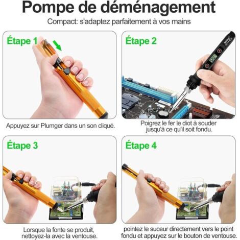 WinGluge Fer à Souder Kit, 60W Kit De Soudure Electrique Avec Interrupteur On/Off, 5 Conseils De Soudage,Temperature Réglable De 200~450℃, Pour Les Électrotechniques, Les Bricoleurs Professionnels