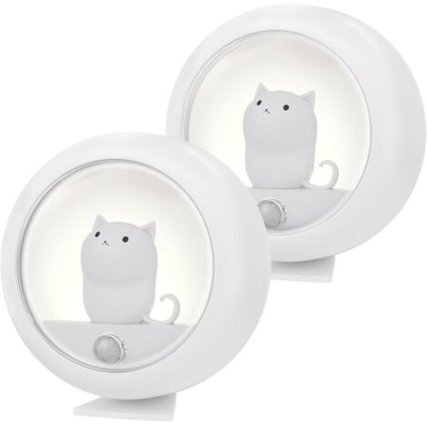 Veuilleuse LED à Induction Rechargeable Lot de 2pcs Veilleuse Bébé Automatique Forme Mignonne pour Chambres d'enfants, Salons, Salles de bains, Couloirs, Escaliers, Chambres (1/4)
