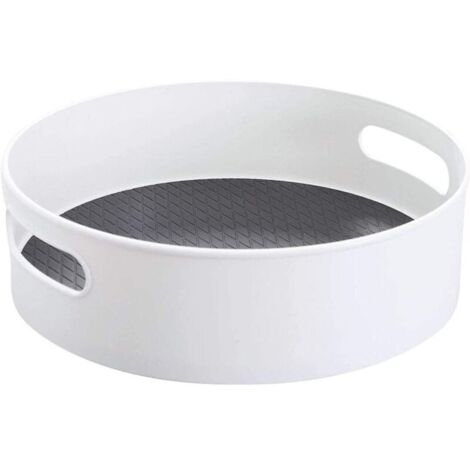 Plateau Tournant Epices Φ30cm Rangement Placard Cuisine Plastique Lazy Susan, Etagere a Epices Porte Epice Rangement Epices Blanc (1/4)