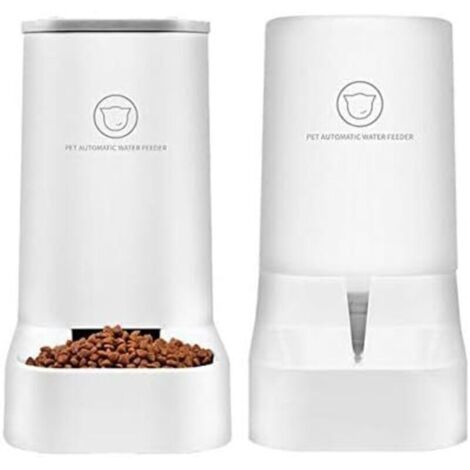 Distributeur de Nourriture/Eau Fontaine Automatique-3.75Lx 2 Pièces- Alimentation pour Chien/Chat/Accesoires Gamelle Animaux Domestiques BPA Free (1/4)