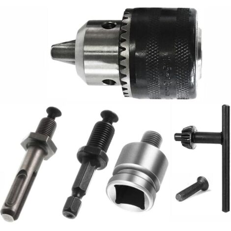 1.5-13mm Mandrin Perceuse 1/2-20 UNF avec Adaptateur SDS plus et clé de Serrage Mandrin de Perceuse Changement Rapide Mandrin Avec Clé Pour Percer Perceuse Électrique Conversion (1/4)