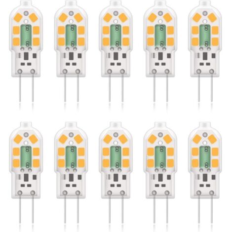 G4 2W LED Ampoule, 20W Ampoules Halogènes équivalentes, Blanc Chaud 3000K,200Lm,12x SMD,12V AC/DC - Pack de 10 [Classe énergétique A+] (1/4)