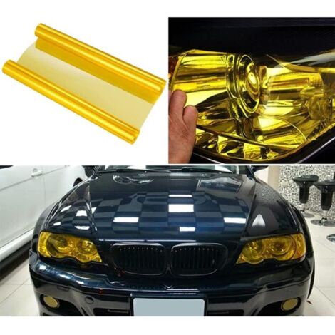 Film Autocollant en Vinyle,300 cm * 30 cm,Film teinté pour Voiture,Feux de Brouillard et Feux arrière de Voiture,Film teinté pour Voiture,Protection UV ,2 Grattoir,1 couteau à découper (Noir