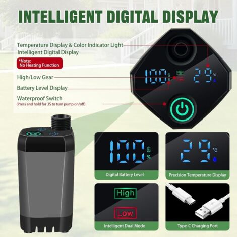 Kit Douche De Camping, 6000mAh Pompe De Douche Électrique Rechargeable, Douche Portable Avec Affichage Numerique Intelligent 92317959
