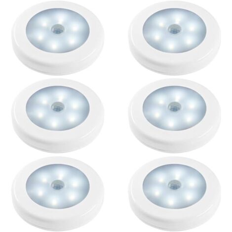 Lampes de Nuit Détecteur de Mouvement, Lot de 6 Action Activée Capteur de Luminosité LED Lumières dans Obscurité pour Chambre à Coucher Toilette Cuisine Couloir Placard Armoire Escalier [Classe