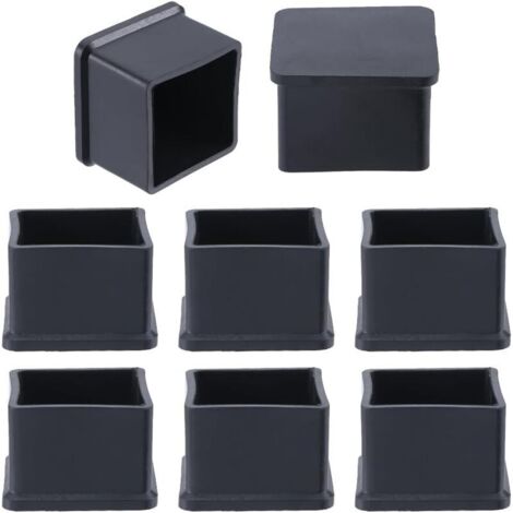 8 pièces Couvre-Pieds de Chaise Carrés Noirs Patins de Chaise Embouts de Pieds de Chaise Protections - 35x35mm (1/4)