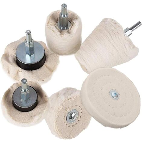 Roue de polissage pour perceuse, 6 pièces avec poignée de 6,35 cm pour meuleuse Outil de polissage, kit de tampon de perçage (1/4)