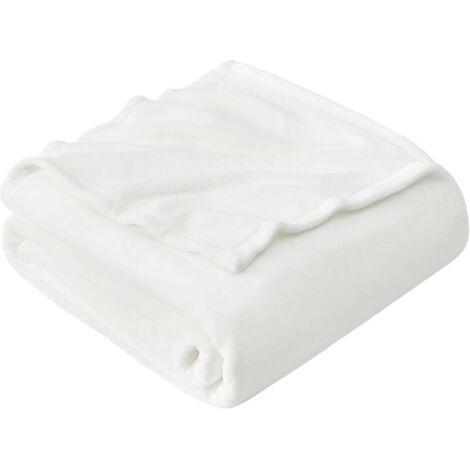 Plaid Couverture Polaire Flanelle en Microfibre, Jeté de Canapé 150x200 Blanc, Couverture lit Jete de Canape 2 Personnes (1/4)