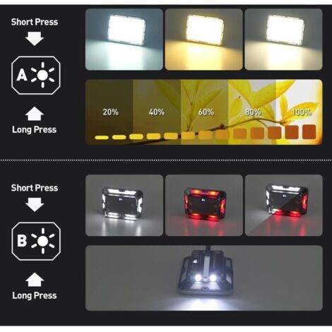 Projecteur LED Rechargeable étanche - 5 Modes - Autonomie 8h - Pliable Et Orientable - Pour Camping, Chantier, Atelier - 4