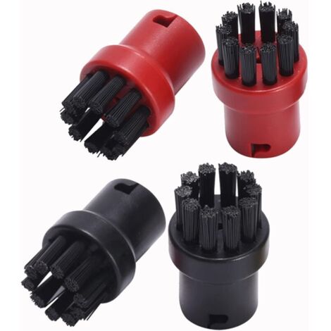 Lot de brosses à poils de buse à main Brosses de nettoyage rondes de remplacement pour Karcher SC1 SC2 SC3 SC4 SC5 Accessoires de nettoyeur vapeur (rouge + noir) (1/4)