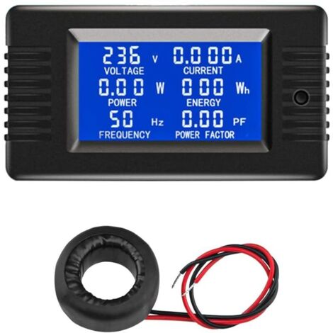 LCD Ampèremètre Numérique Voltmètre AC 80-260V 100A, Compteur De Puissance 6-en-1 Panneau De Compteur D'électricité Domestique, Type Fermé Compteur D'énergie CT Compteur De Puissance (1/4)
