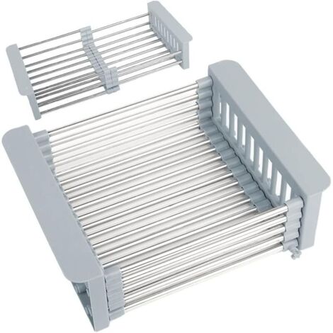 Égouttoir d'Évier Extensible,Évier Égouttoir à Vaisselle Réglable, Égouttoir à Vaisselle Réglable en Acier Inoxydable, Panier de Vidange Télescopique Égouttoir à Vaisselle (30x22.5x9.5cm) (1/4)