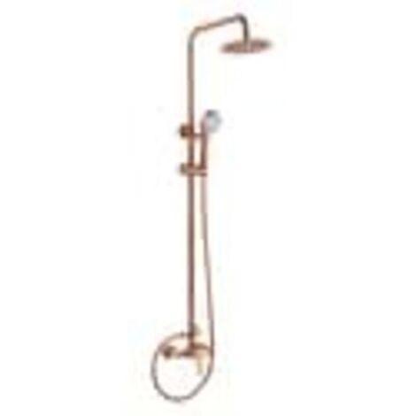 Colonne de douche en or rose brossé avec robinet Kit de douche anti-calcaire Robinets en laiton avec barre extensible