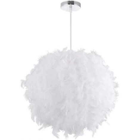 Lustre Suspension en Plumes 30 cm E27 40W Blanc (1/4)