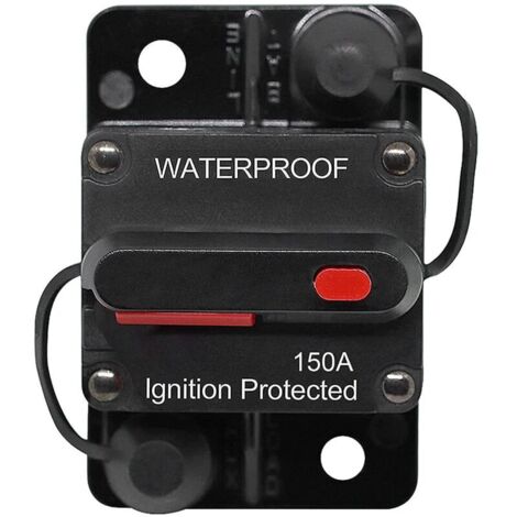 Disjoncteur de Voiture 30A - 150A, DC 12V - 48V Disjoncteur Étanche avec Réinitialisation Manuelle pour Moteur Auto Voiture Marine Bateau Vélo Stéréo Audio, 150A (1/4)