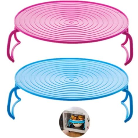 Plateau Rond Cuiseur Vapeur Rack Double Couche Vapeur Rack Support de Plateau de Cuisson en Plastique Multifonctionnel Plateau Rack Plateau pour Micro Ondes Accessoires de Micro Ondes pour Four (1/4)