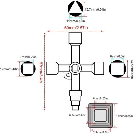 AMONENZ Clé En Croix Universelle 4 Voies - Clé Multifonction Pour Compteurs Eau Électricité Gaz, Alliage Zinc