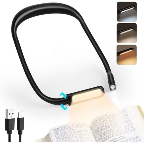 Liseuse Lampe de Lecture de Cou, Rechargeable 3 Couleurs Lampe Lecture au Lit LED Bras Pliables-Multifonctionnel -noir (1/4)