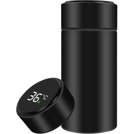 Mini Gourde Isotherme en Acier Inoxydable, 300ml intelligente a LED de la température, Etanche, pour Running, École, BureauNoir (1/4)