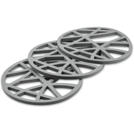 Lot de 3 Dessous-de-Plat Ronds en Silicone - Souples et Antidérapants -15.8 x 15.8 x 0.7cm – Gris (1/3)