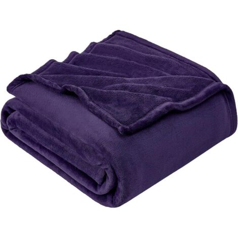 Plaid Canape Couverture Polaire Violet 150x200, Couvre Lit 2 Personnes, Plaid Canapé Flanelle Doux et Chaud (1/4)