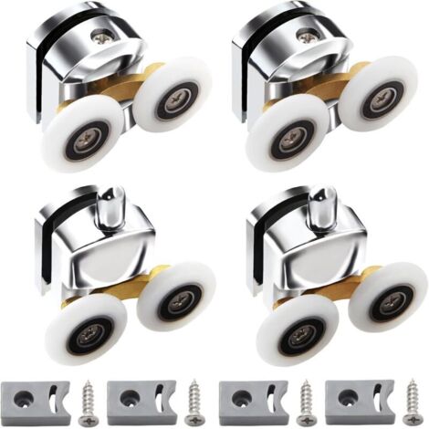 Lot de 4 roulettes pour porte de douche, porte coulissante, porte coulissante, porte de douche, paroi de douche en verre, 23 mm (1/4)