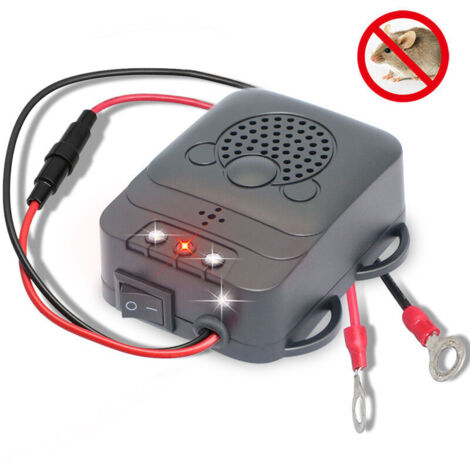 Répulsif Ultrason pour Voiture, Électronique Dissuasion Répulsif Anti-Fouine de Rat avec Lampes Stroboscopiques à Del pour Voiture, Grange, Cuisine (1/5)