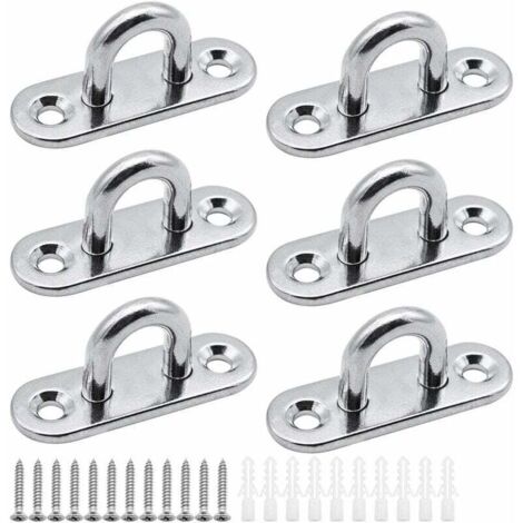 6 pièces plaques à œillets plaque de couverture en acier inoxydable plaque de mât de 5mm Crochets de fixation robustes pour crochets muraux chaises suspendues auvent accessoires de bateau etc (1/4)