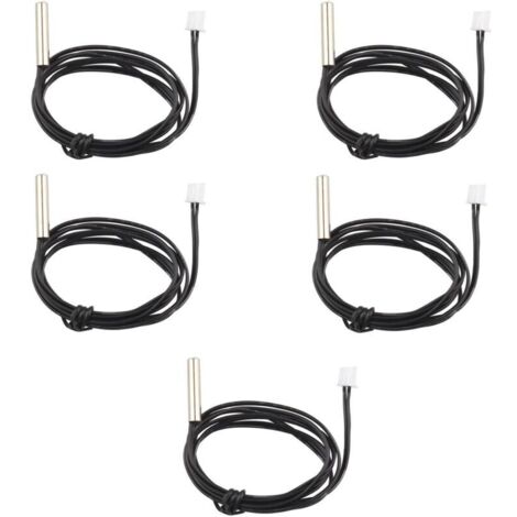 Lot de 5 sondes de capteur de température étanches NTC 10 K 1 % 3950 Thermistor, câble d'extension de 1 m, détecteur de température, jauge pour climatiseurs de voiture/réfrigérateurs