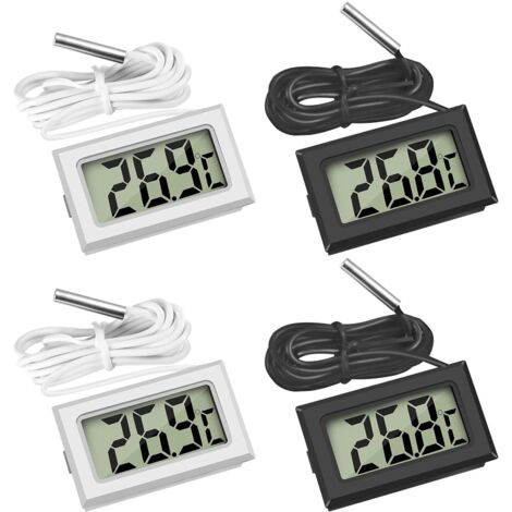 Beijiyi – Lot de 4 thermomètres LCD numériques étanches – Plage de -50℃ à 110℃ – Pour réfrigérateurs, congélateurs et aquariums