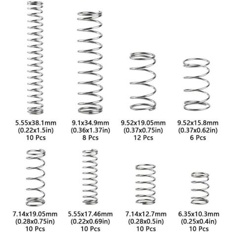 Assortiment De 120 Ressorts De Compression - 8 Tailles Différentes - Neuf