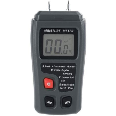 Compteur d'humidité du bois LCD numérique Testeur d'humidité Détecteur de fuite d'eau humide en bois pour matériau de construction en bois Murs en bois Plancher en papier (1/5)
