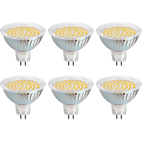 Ampoule GU5.3 LED 12V 3W Blanc Chaud 6000K, Ø50mm, Équivalent GU5.3 30W , 300LM, AC/DC 12V MR16 GU5.3 Spot LED Encastrable pour Jardin Extérieur/Entrée/Terrasse, Non-dimmable, lot de 6 [Classe énergét