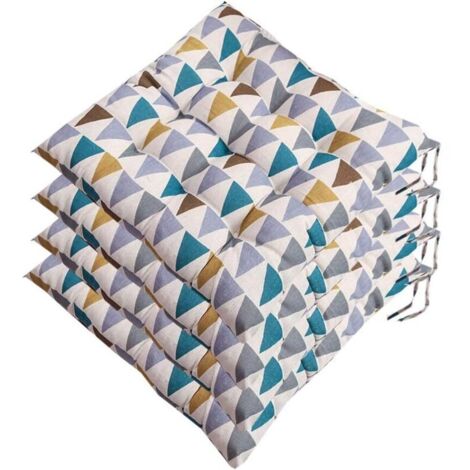 Beijiyi – Lot de 4 galettes de chaise 40x40cm – Coussin rembourré polyester/coton – Lavable jusqu'à 30°C – Liens de fixation inclus