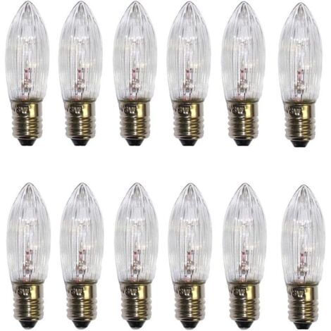 Lot de 12 s de rechange E10 - Blanc chaud - 34 V - 3 W - Pour chandelier - Guirlande lumineuse - Bougie pointue - 2700 K [Classe énergétique G]
