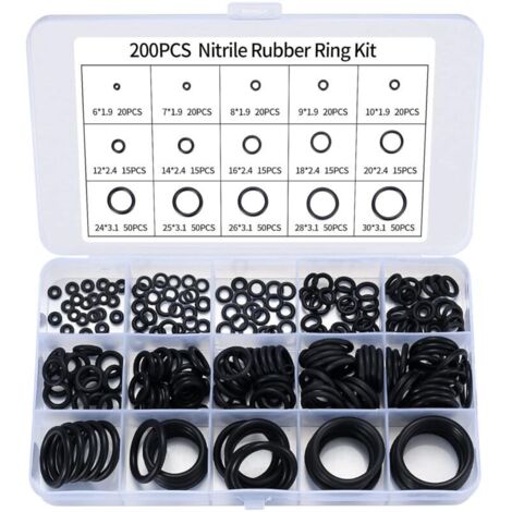 Beijiyi – Lot de 200 joints toriques en caoutchouc nitrile – 15 tailles – Résistance à la chaleur jusqu'à 120 ℃ – Pour plomberie et automobile