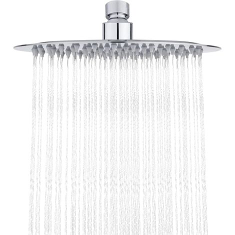 Beijiyi – Pomme de douche ronde en acier inoxydable 201 – Diamètre 20 cm – 90 jets d'eau – Inclinaison 30° – Rotation 360° – Économie d'eau 30%