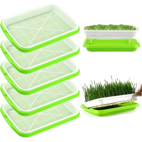 5 Pièces Plateau de Germination des Graines Germoir pour Graines à Germer 35 X 24 cm Plaque Semis Réutilisable sans BPA pour Jardin, Maison, Bureau (1/4)