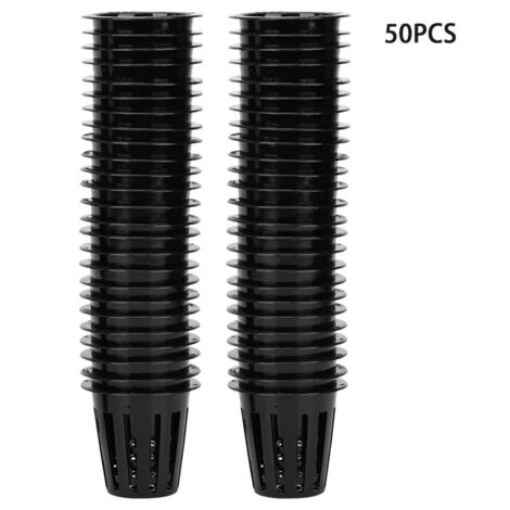 50 Pcs Hydroponique Plante Hors-Sol Fleur Panier De Culture Maille Pot Net pour GreenhouseBlack (1/4)