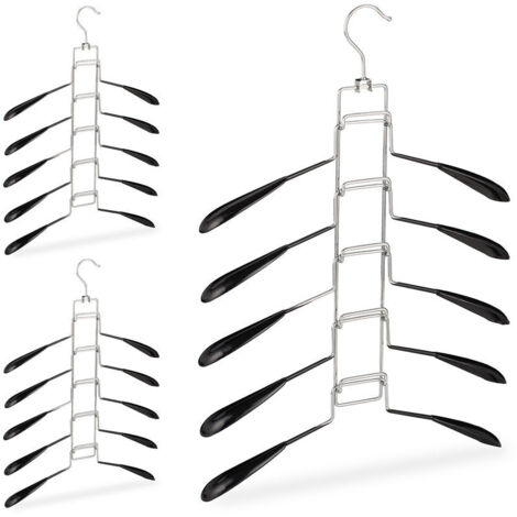 Cintre multiples, set 3, cintre multifonction, gain place, robe chemise, 5 support amovible antidérapant, noir (1/4)